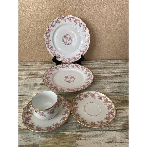 Elite Works Limoges France Bridal Wreath Pink Rose Garland 5-Pc Set REPLACEMENT - Picture 2 of 16